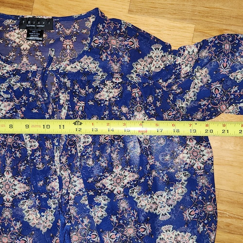 Trixxi Clothing Company Unlined Shirt Women S Navy Orange White Polyester - Picture 7 of 8